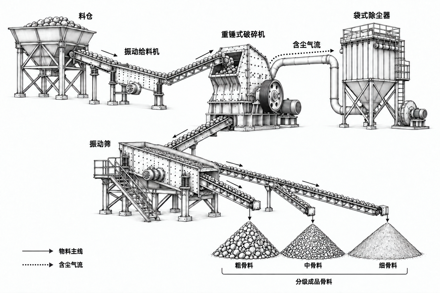 石灰石单段破碎线流程示意图